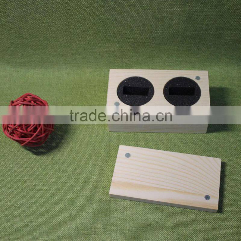2017 new arrival top grade quality handmade unfinished wooden jewelry gift packing box for two rings with EVA and magnet