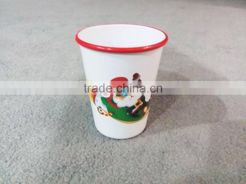 330ml Tea Coffee Milk Metal Enamel Coated Cup with Rim Steel Mug Glass
