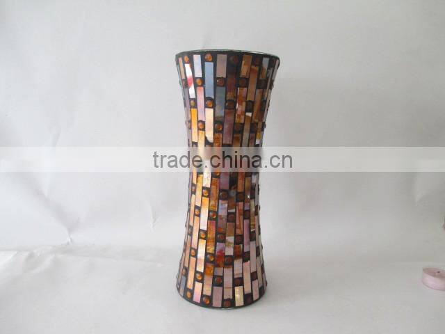 Rectangle Mosaic Home Decorative Beaded Large Handmade Antique Brass Flower Vase