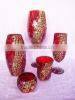 Red with Golden Beads Pretty Mosaic Tall Goblet Vases Wedding Table Decoration