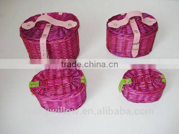 portable handmade natural rattan cosmetic storage basket/makeup storage