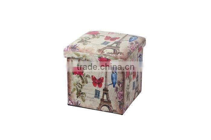 Eco-friendly Faux Leather Tiger Print Folding Storage Stool