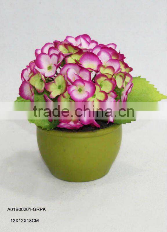 artificial white hydrangea in pot for home decoration