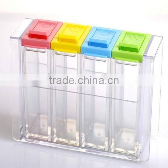 transparent rectangle 4 cases seasoning box spice box set plastic spice bottles wholesale