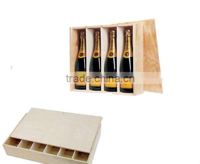6 bottles pine wooden wine box