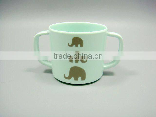 Pink solid color water cup with cute design and handle