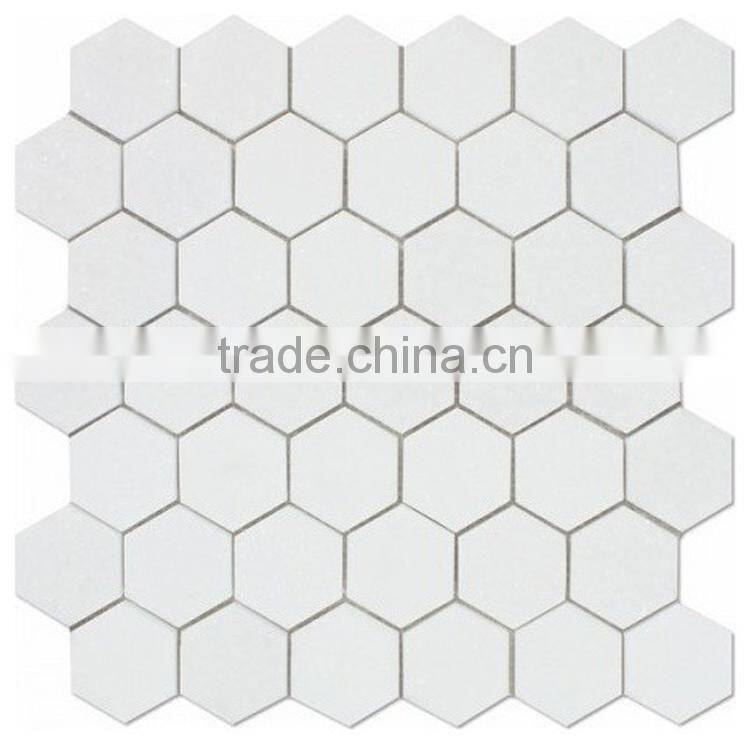 MM-CV257 Best quality livingroom decoration natural stone grace thassos white marble hexagonal mosaics tiles