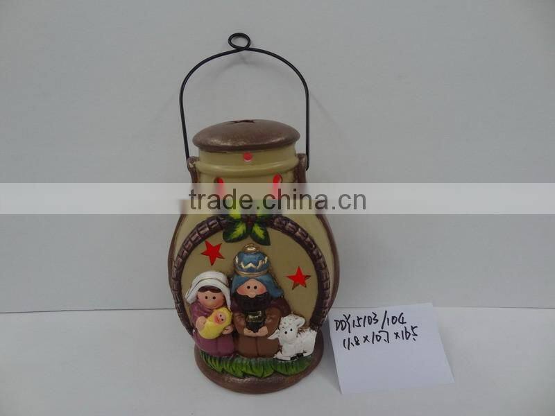Ceramic nativity set with lantern
