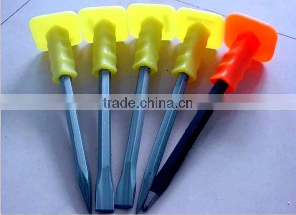 carbon steel forged cold chise stone chisel with rubber grip