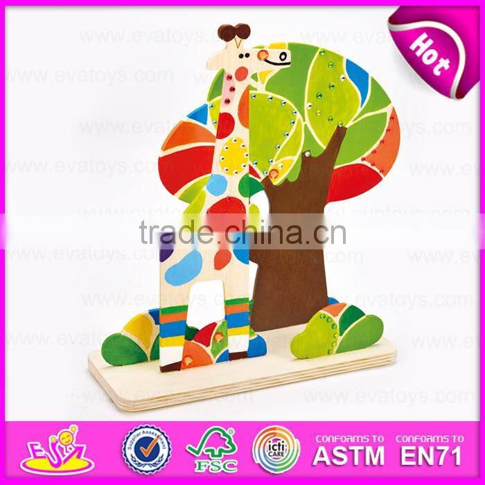 2016 new design kids wooden diy painting toy W03A083