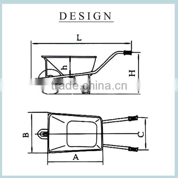 building construction tools and metal tray material and pneumatic wheel wheelbarrow WB6400