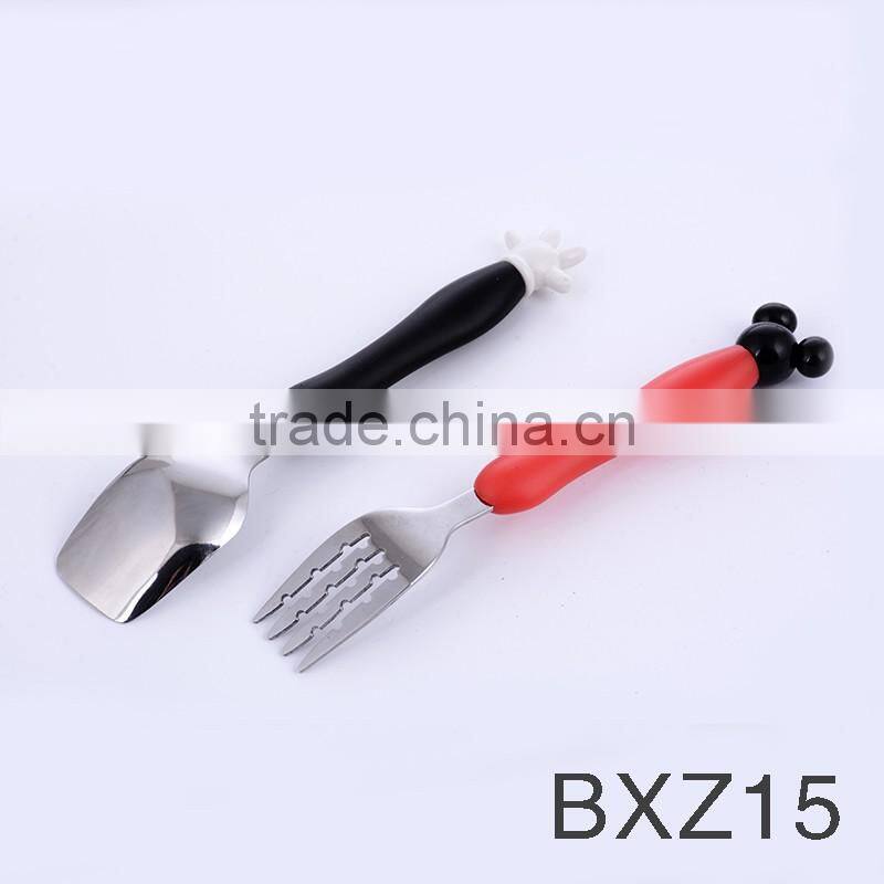 BXZ15 Adorable cute carton cutlery set kitchen utensils baby spoon and fork set