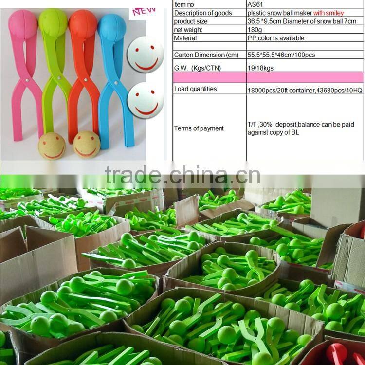 2016 Smiley Snow Slinger Snowball machine maker,plastic snowball thrower winter toys christamas snowball maker with smiley happy