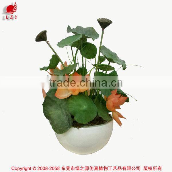 Nearly Nature Artificial 2 Flower Group of Lotus in Pot Bonsai Plant for Indoor decoration