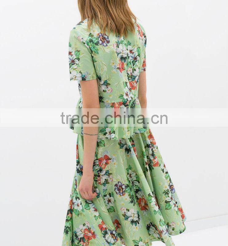 New round-neck joint wavy printing top