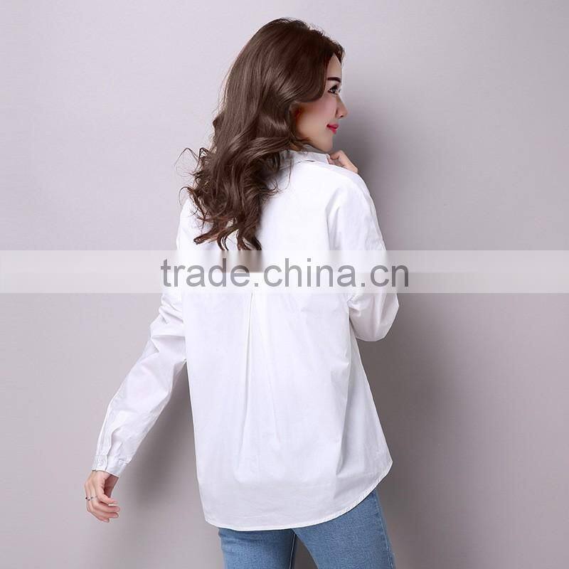 China supplier new style white long sleeve cotton elegant women formal blouse designs