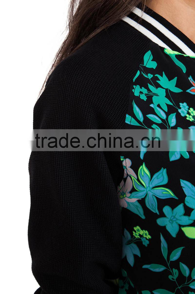 floral raglan sleeves jacket sublimation baseball women jacket