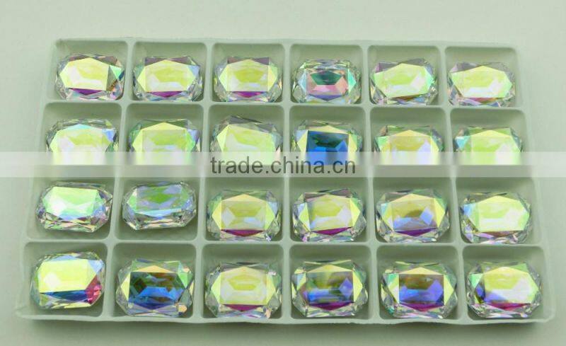 Loose Colorful Rectangle Machine Cut Faceted Fancy Stone Crystal Glass Bead