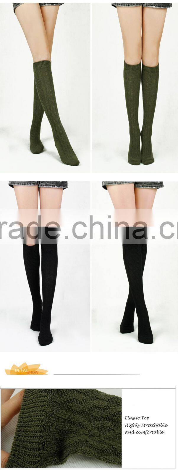 High quality ski warm merino wool thigh high socks