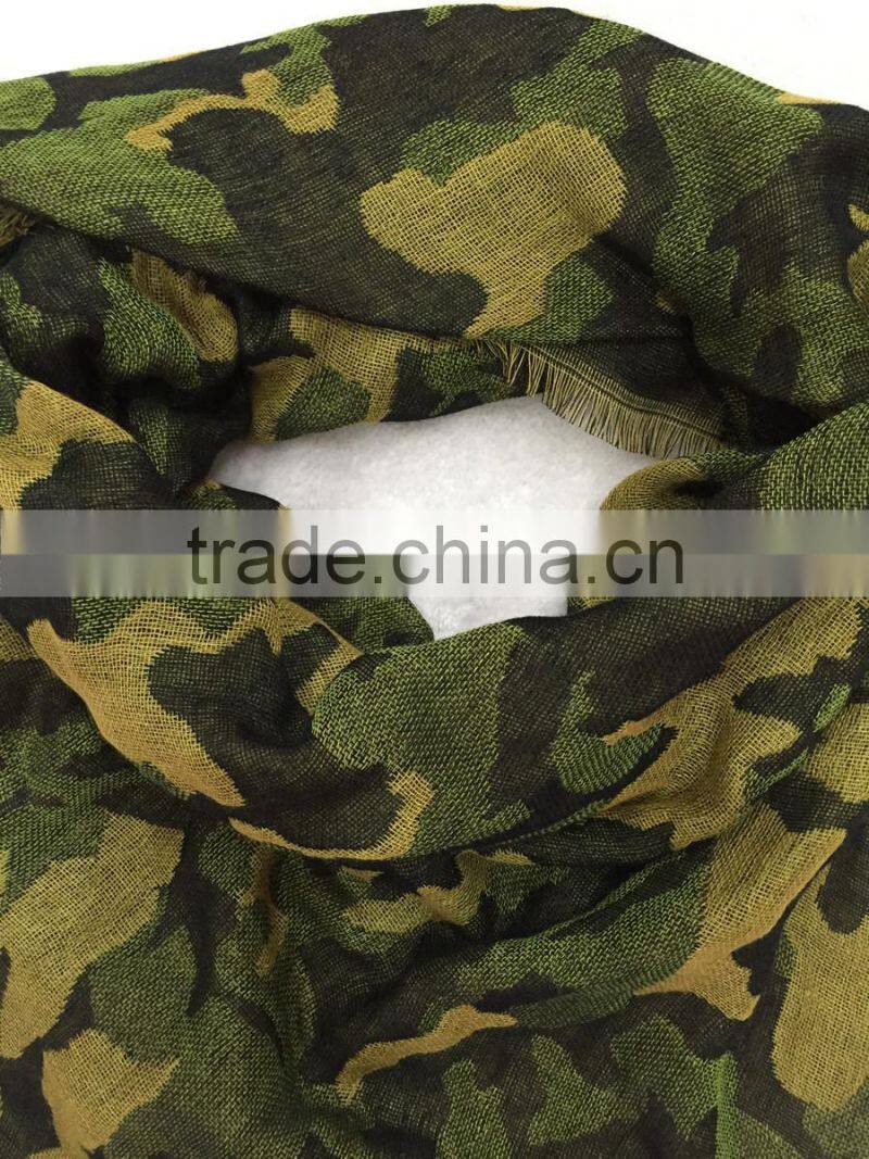 Fashion USA lady winter fall cheaper camo tassel jacquard scarf 100%viscose in stock.