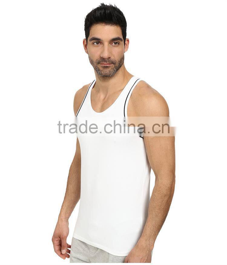 Mens plain white custom gym singlets for mens
