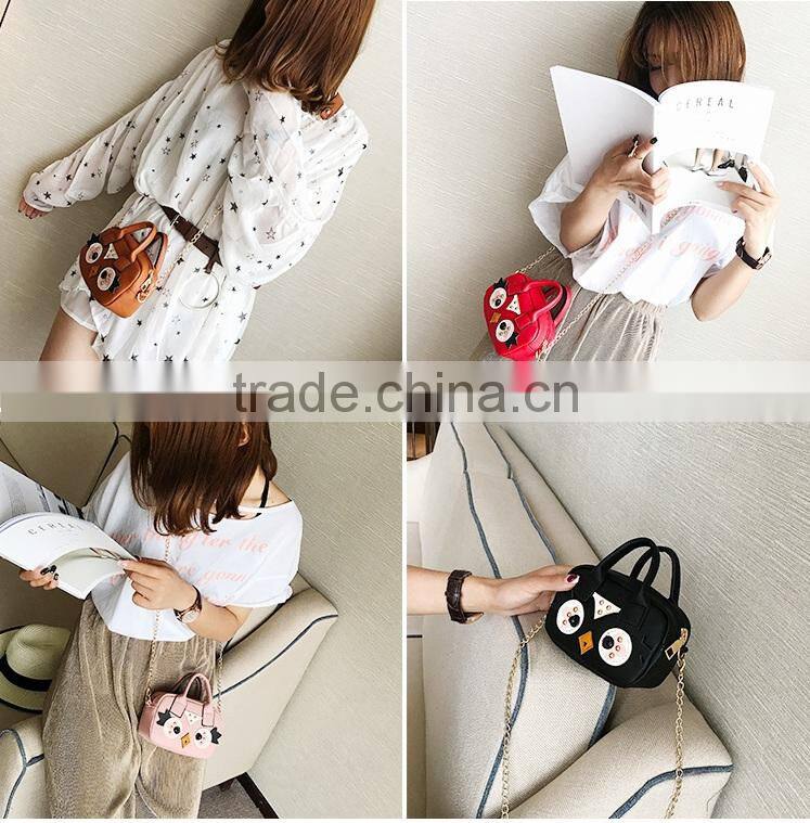 black cute animal handbag girl fashion small bags leather shoulder long strap sling cross body bag