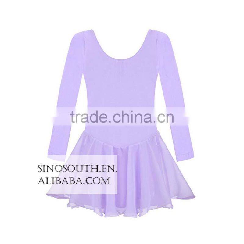 2017 New arrival Solid Color Long Sleeve girls leotard dance leotards Dress