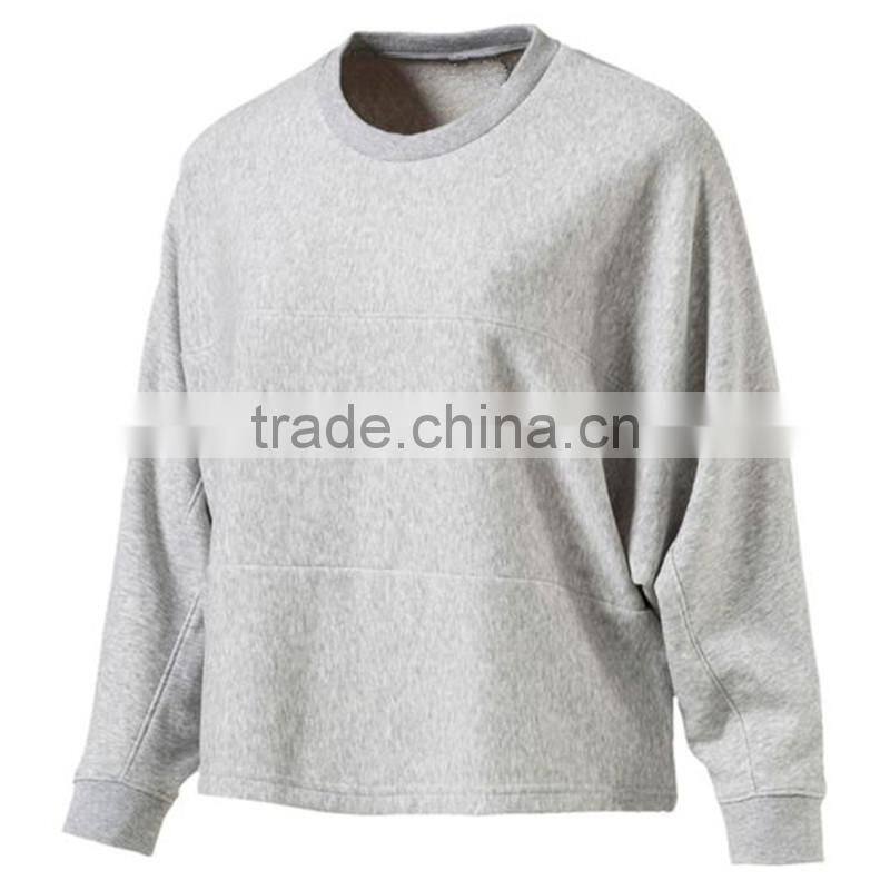 Women custom black fleece bat wing crew neck hooded sweatshirt