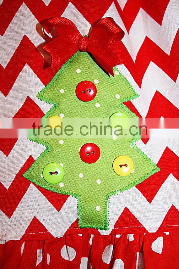 New Arrive! Kids Red Chevron Christmas Baby Girls Frill Dresses Frocks Design