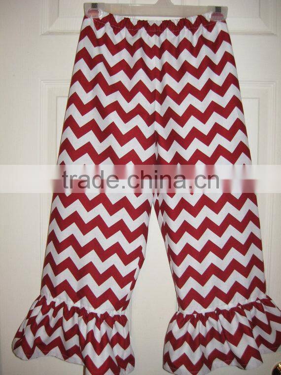 High Quality Wholesale Kids Casual Pants Lovely Chevron Ruffle Leggings Cotton Baby Girls Cotton Trousers