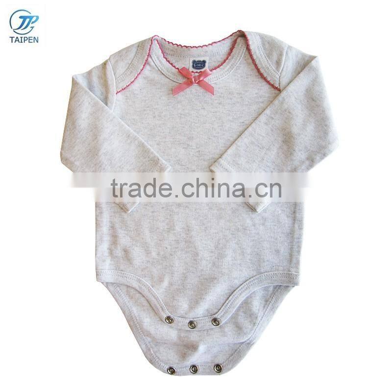 2017 Latest Long Sleeve Baby Girls Clothes Pink Color Baby Jumpsuit With Lace And Bow