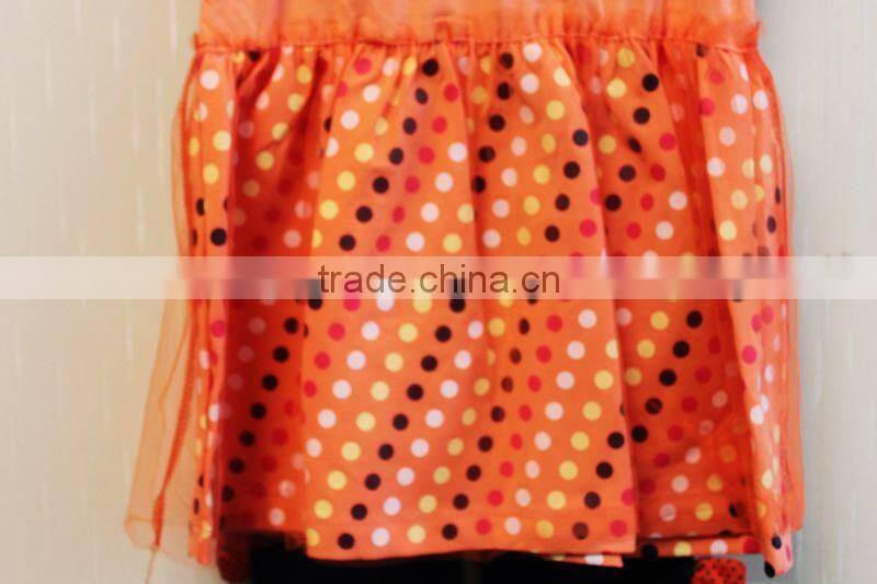 Summer New Style Baby Girl Short Sleeve Dress Set Orange Casual Dress With Bow-knot TP-7957