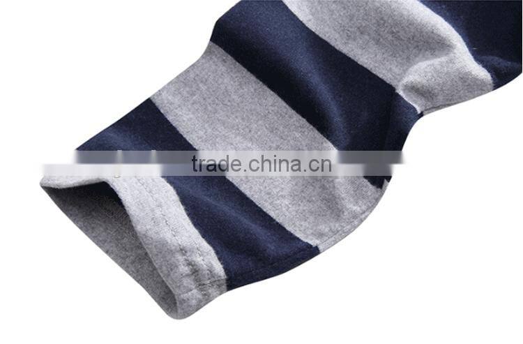 OEM custom 100% cotton long sleeve mens striped polo shirts