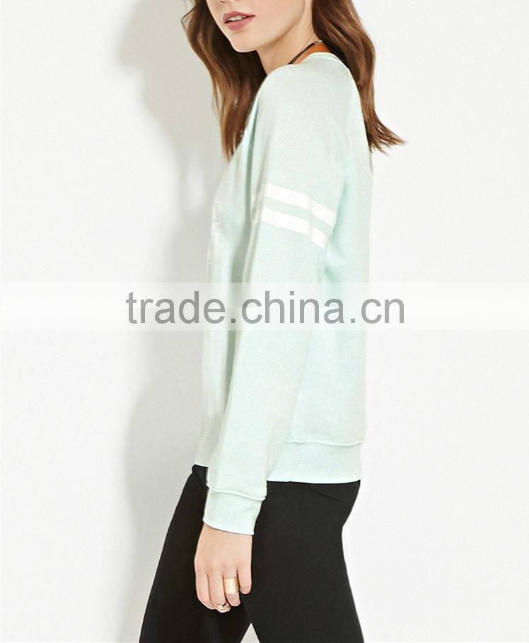 New design fashion crewneck printed sweatshirt for women