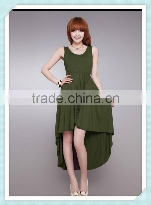 2016 summer Fashion round collar clothing ,sleeveless irregular dresses skirt, Dovetail vest design dress skirt