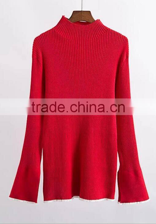 EY0878S 2016 Winter Ladies Red Mock Turtleneck Poncho Sweater