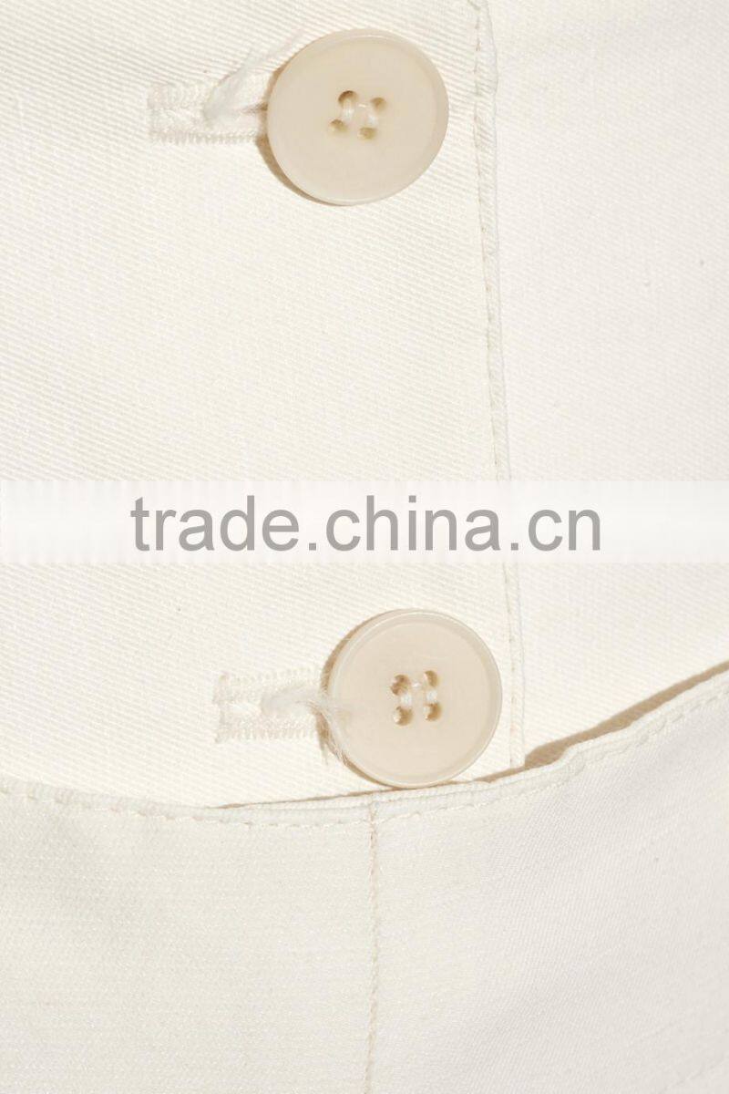 New Trendy 2015 Ivory slub twill wide-leg pants office lady wear to work business trousers