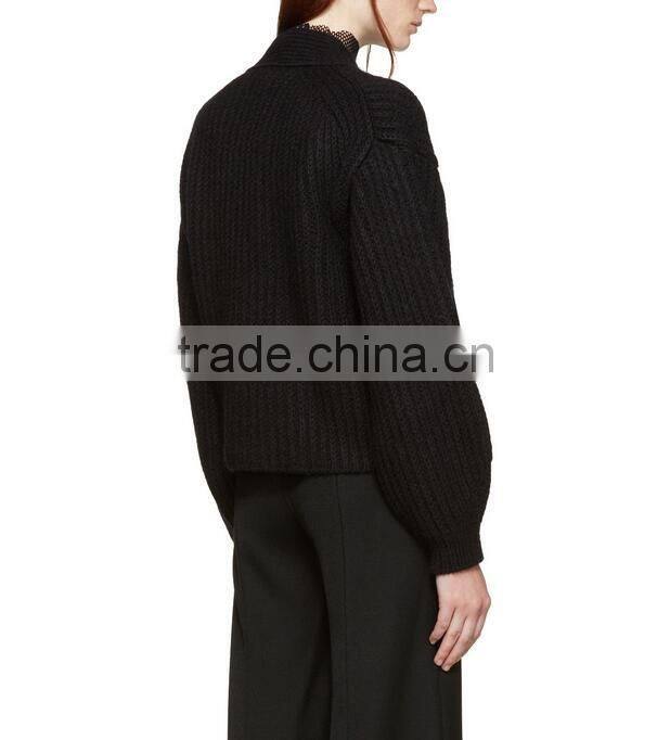 Solid color korean sweater thick fashion Y-neck collar with button for women
