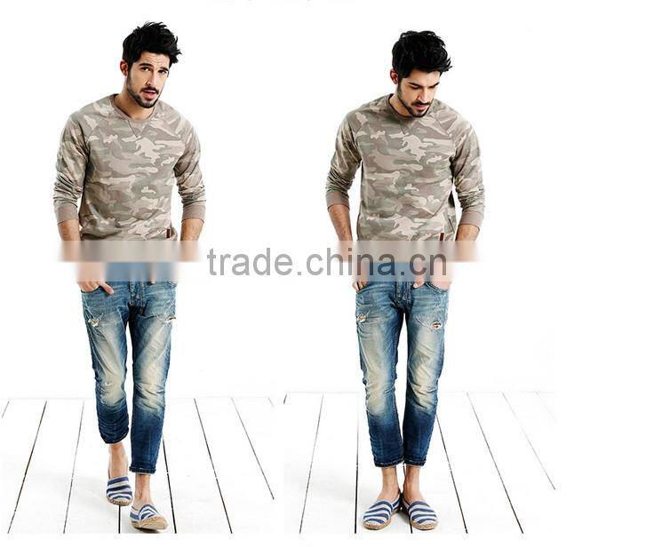 cotton/spandex kint camouflage full printing raglan sleeve military sweater/pullover with overlocking