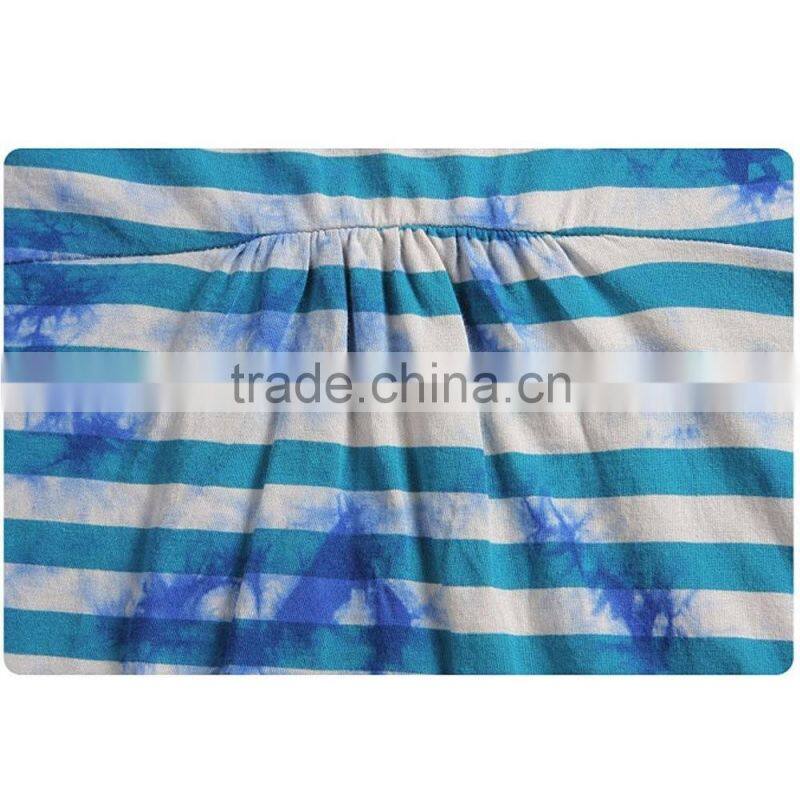 Young girls popular good sale short sleeve splash-ink colorful striped dress shirt