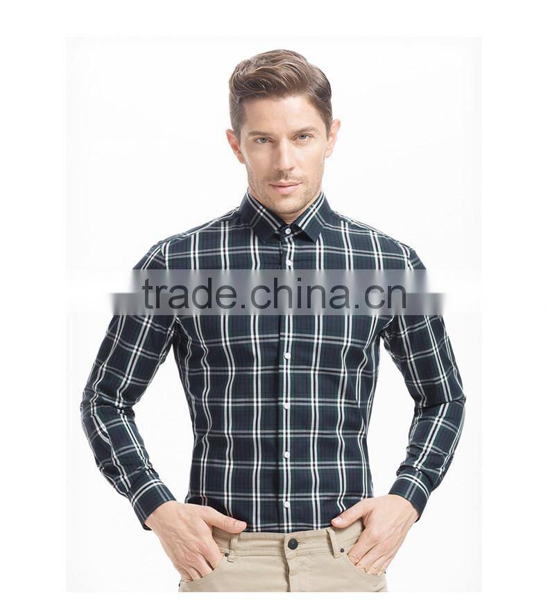 Fashion new style European & American western grey and black plaid shirt for men