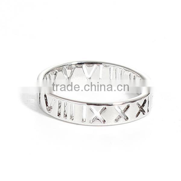 Copper Unadjustable Rings Silver Tone Number