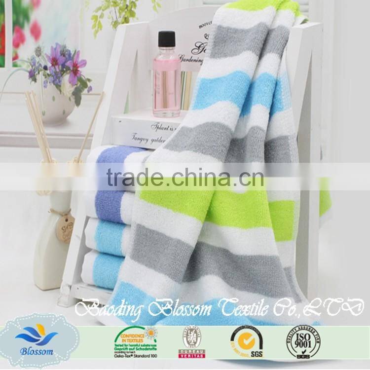 high quality striped yarn dyed breathable compressed bamboo fabric face towel