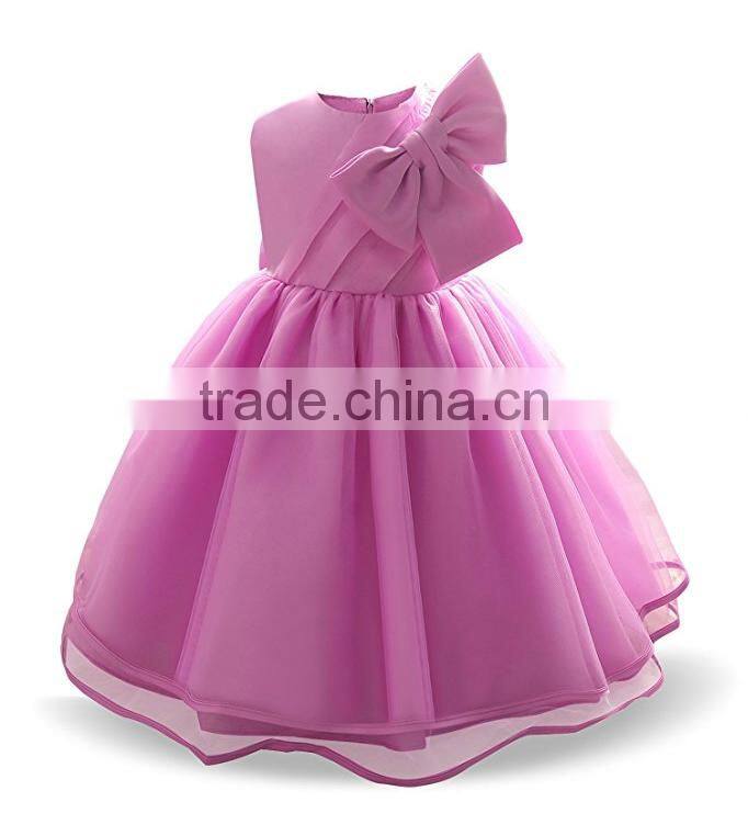 Lastest 1 year old girls birthday dress bow tie design tulle girls party dresses