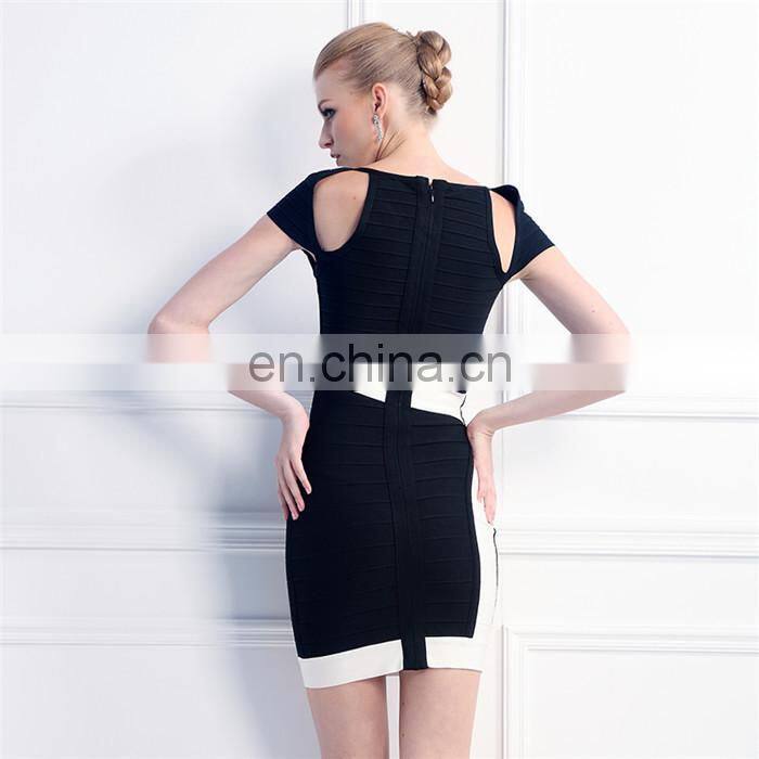 90% rayon 9% nylon 1% spandex bandage dress fashion mature ladies dress model