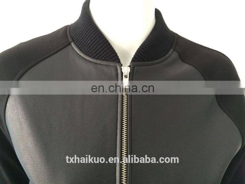 Womens sheep leather punching jacket with pontie sleeve