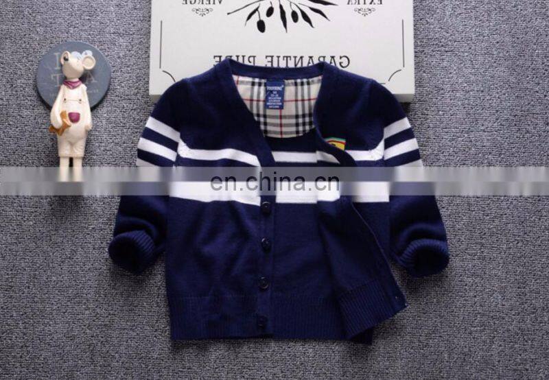 100%Cotton cardigan style boys kid sweater for autumn