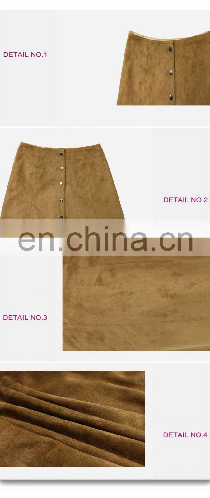 American Hippie Stylelish Button Down Through Short A-Line Mini Suede Skirt