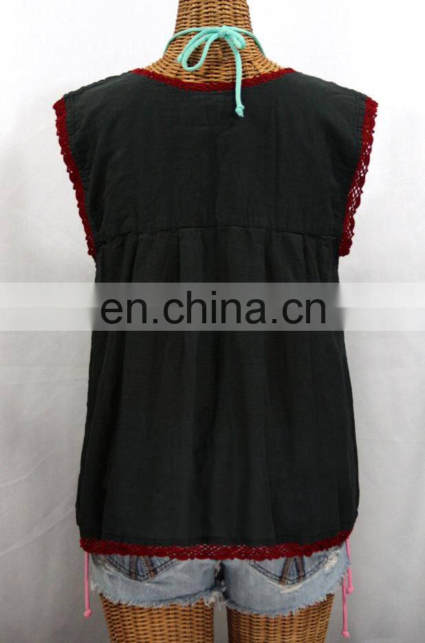 100% Red Embroidered Mexican Dress Embroidery clothing Beachwear Women's Dress