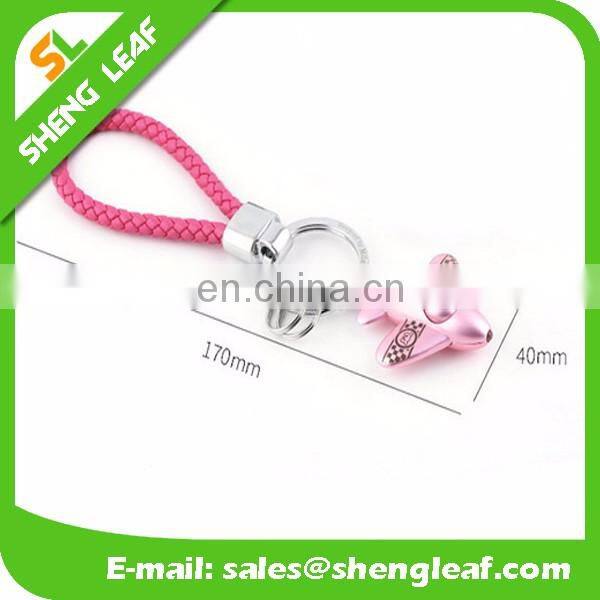 creative pink airplane shaped metal keychain for girls